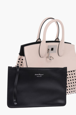 Openwork Leather THE STUDIO Tote Bag With Removable Shoulder Strap