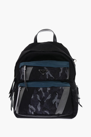 Camouflage Backpack with Leather Details