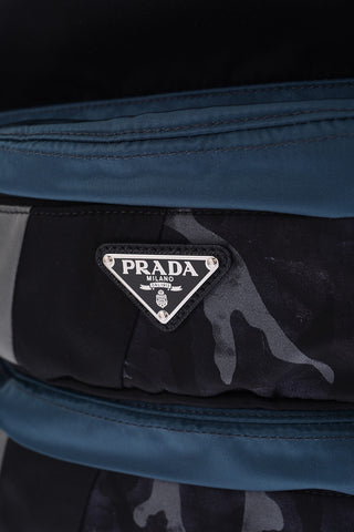 Camouflage Backpack with Leather Details