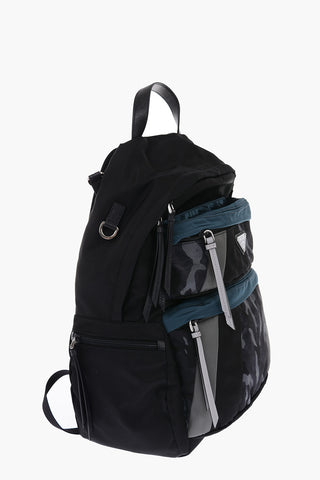Camouflage Backpack with Leather Details