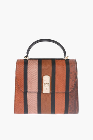 snake Skin BOXYZ Top Handle Bag With Removable Shoulder Strap
