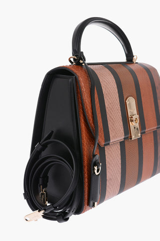 snake Skin BOXYZ Top Handle Bag With Removable Shoulder Strap
