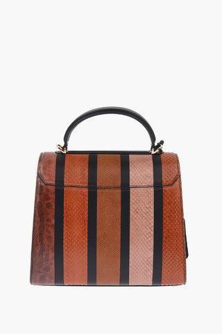 snake Skin BOXYZ Top Handle Bag With Removable Shoulder Strap
