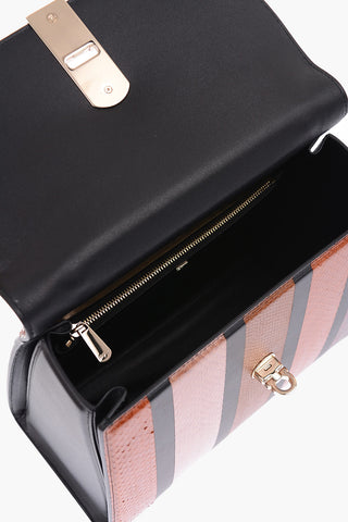 snake Skin BOXYZ Top Handle Bag With Removable Shoulder Strap