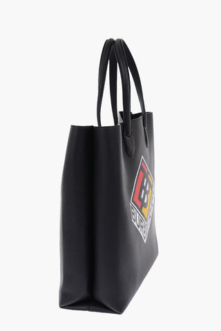 Borsa Tote in pelle con Stampa Logo
