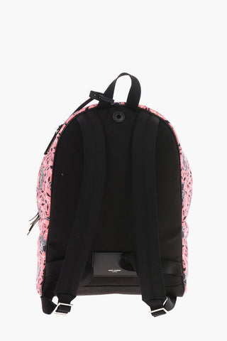 Fabric Backpack with Leather Trimmings