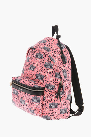 Fabric Backpack with Leather Trimmings