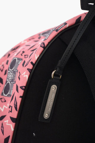 Fabric Backpack with Leather Trimmings