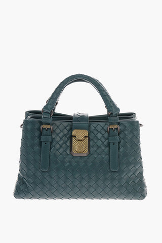 Braided Leather ROMA Double Handle Bag with Removable Shoulder Strap