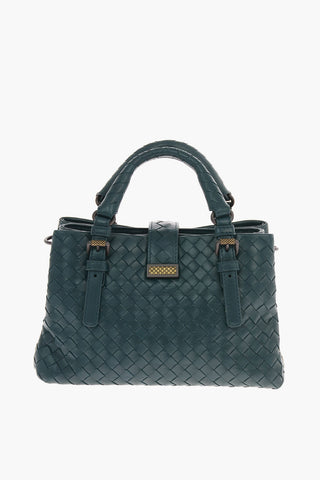 Braided Leather ROMA Double Handle Bag with Removable Shoulder Strap