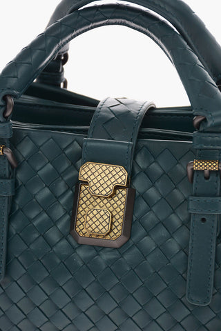 Braided Leather ROMA Double Handle Bag with Removable Shoulder Strap