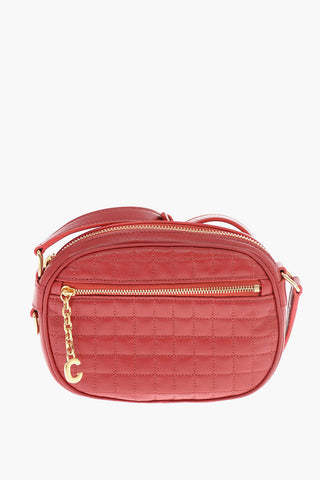 Quilted Leather Mini Camera Bag with Adjustable Shoulder Strap