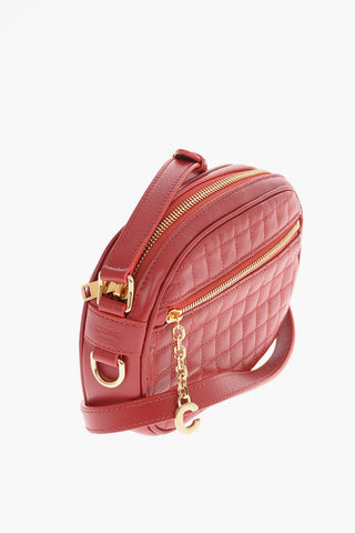 Quilted Leather Mini Camera Bag with Adjustable Shoulder Strap