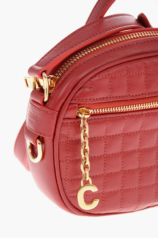 Quilted Leather Mini Camera Bag with Adjustable Shoulder Strap