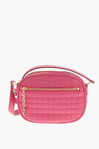 Quilted Leather Mini Camera Bag with Adjustable Shoulder Strap