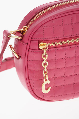 Quilted Leather Mini Camera Bag with Adjustable Shoulder Strap