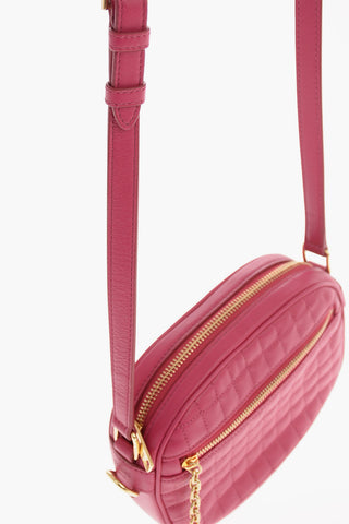 Quilted Leather Mini Camera Bag with Adjustable Shoulder Strap