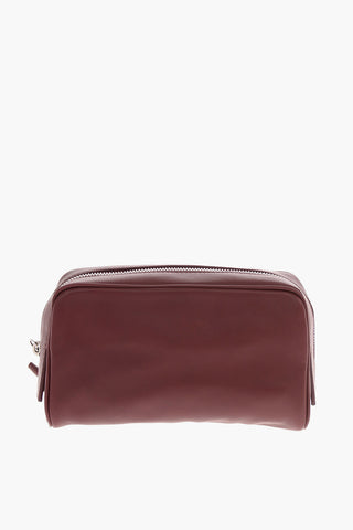 Leather Toiletry Bag with Zip Closure