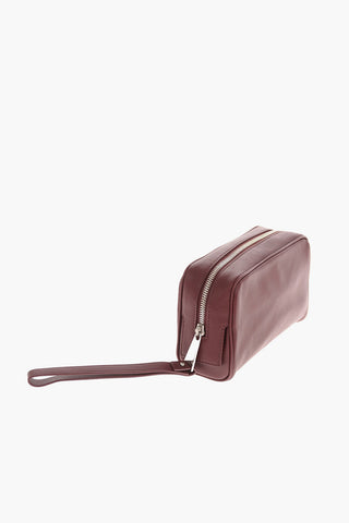 Leather Toiletry Bag with Zip Closure