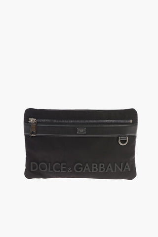 Embossed Logo Belt Bag with Leather Inserts