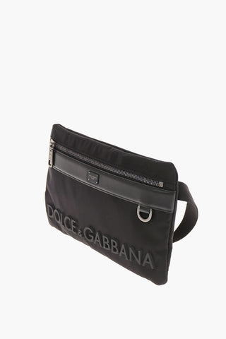 Embossed Logo Belt Bag with Leather Inserts