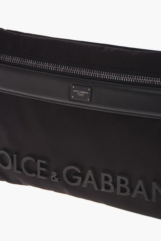 Embossed Logo Belt Bag with Leather Inserts
