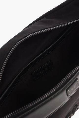 Embossed Logo Belt Bag with Leather Inserts
