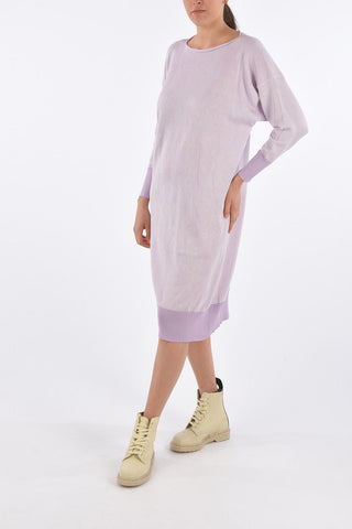 Vestito Midi a Maniche Lunghe in Cotone 
