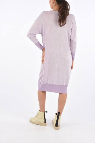 Vestito Midi a Maniche Lunghe in Cotone 