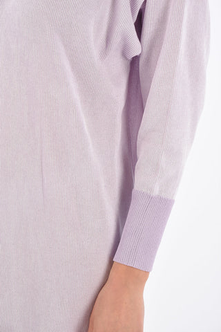 Vestito Midi a Maniche Lunghe in Cotone 