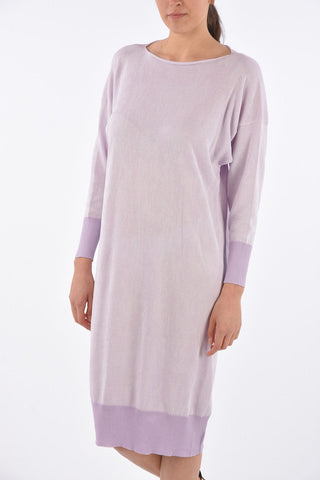 Vestito Midi a Maniche Lunghe in Cotone 