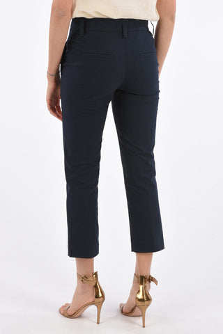 Stretch Cotton High Waist Pants with Hidden Closure 