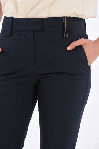 Stretch Cotton High Waist Pants with Hidden Closure 