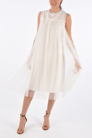 Vestito Plissè Smanicato in Tulle 