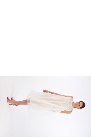Vestito Plissè Smanicato in Tulle 