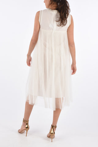 Vestito Plissè Smanicato in Tulle 