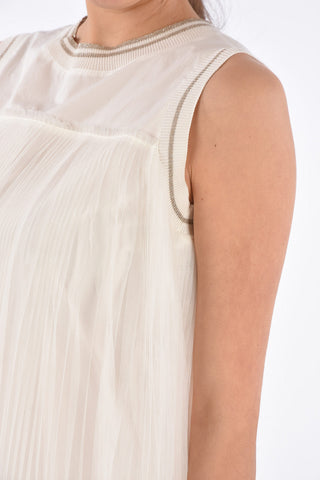Vestito Plissè Smanicato in Tulle 