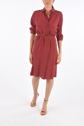 STUDIO Polka Dot Silk GARIBO Shirtdress with Hidden Closure 