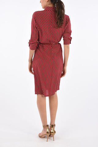 STUDIO Polka Dot Silk GARIBO Shirtdress with Hidden Closure 