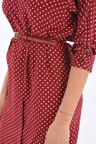 STUDIO Polka Dot Silk GARIBO Shirtdress with Hidden Closure 