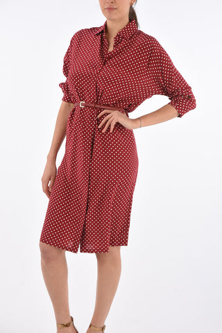 STUDIO Polka Dot Silk GARIBO Shirtdress with Hidden Closure 