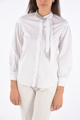 Jewel Neck Shirt with Hidden Closure 