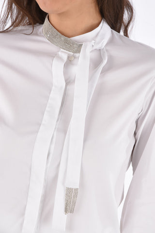 Jewel Neck Shirt with Hidden Closure 