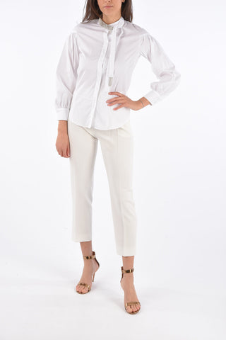 Jewel Neck Shirt with Hidden Closure 