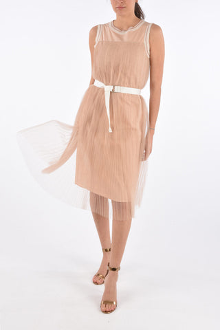 Tulle Accordion Dress with Belt