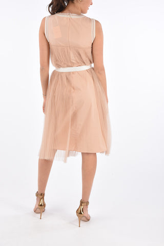 Tulle Accordion Dress with Belt