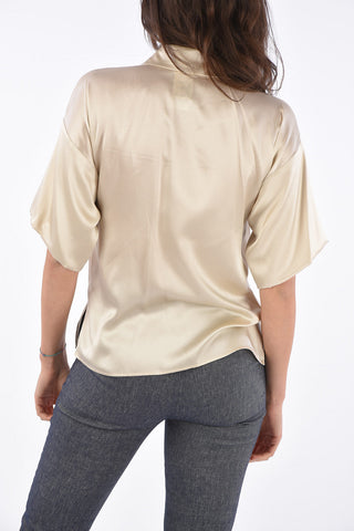 Silk ZELANTE Blouse with Monogram Embroidery