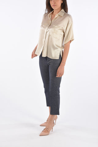Silk ZELANTE Blouse with Monogram Embroidery