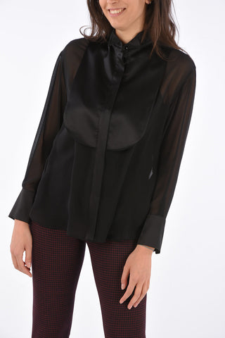 Silk DANAE Pin Tuck Shirt WITH Wing Tip Collar