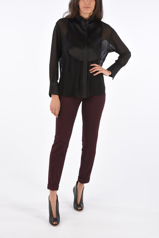 Silk DANAE Pin Tuck Shirt WITH Wing Tip Collar